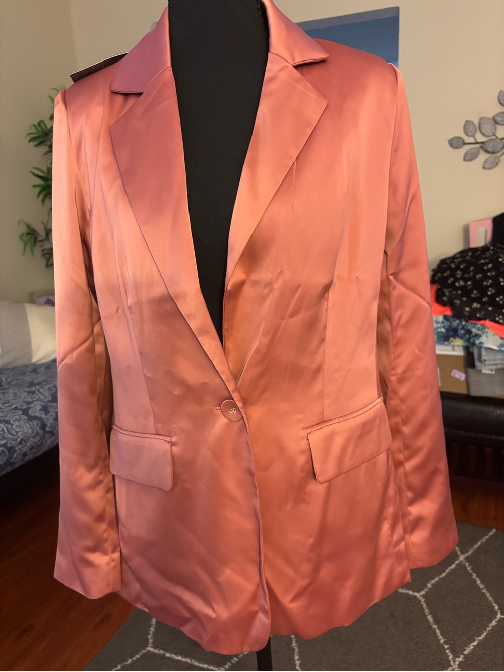 Marled Satin Blazer in Rose Copper